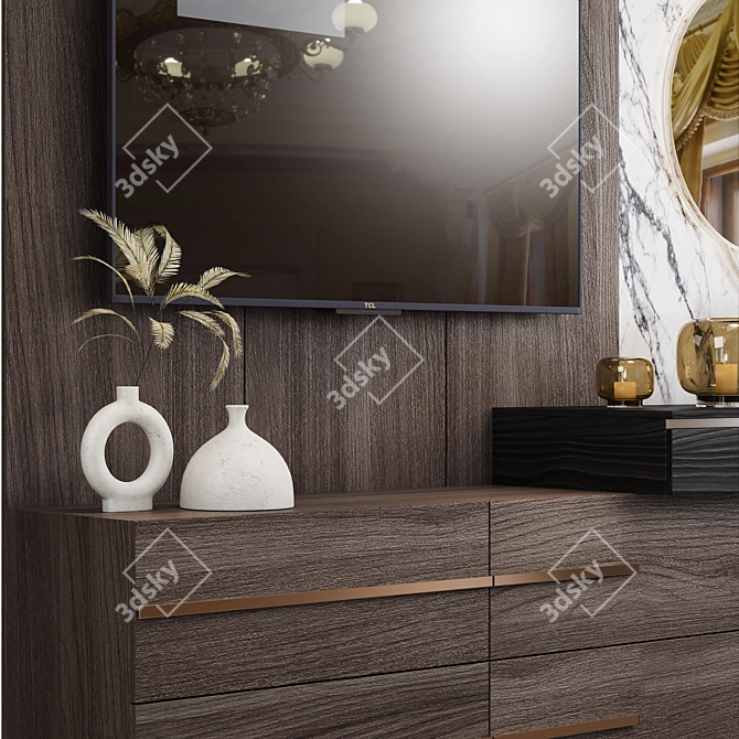 Modern TV Wall Unit 04 3D model image 3