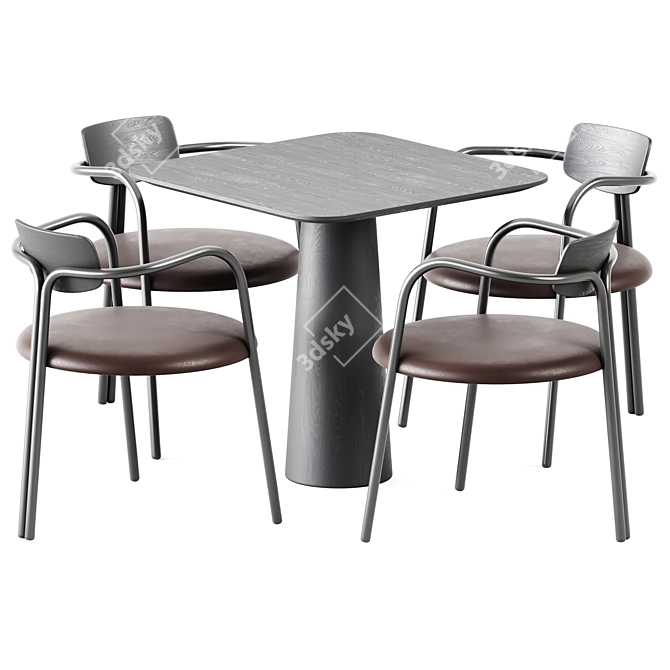 Elegant Table & Chair Set 3D model image 1