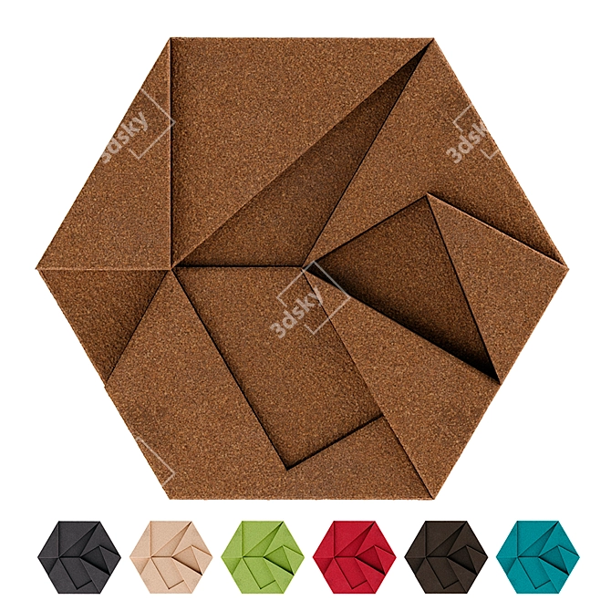 Hexagon Cork 3D Panel 3D model image 2