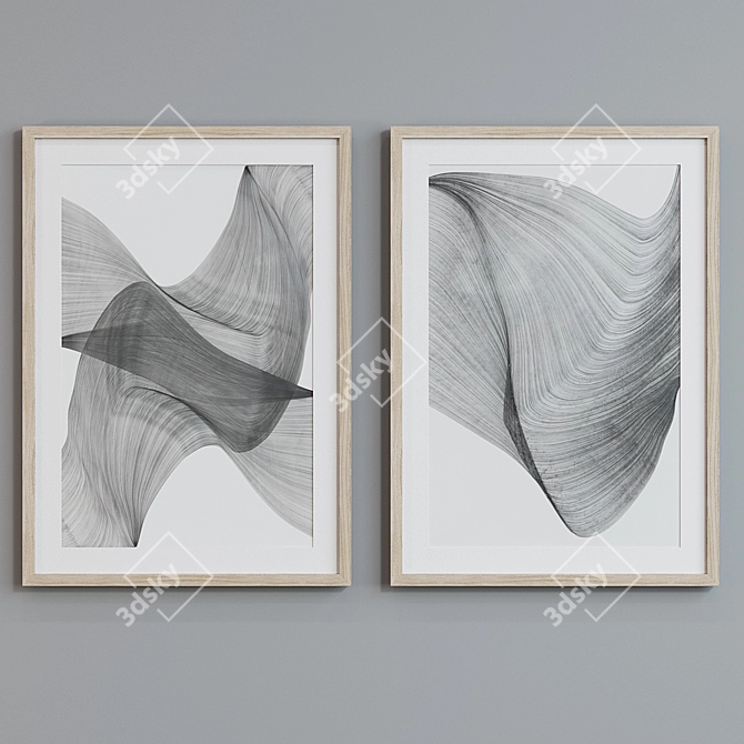 Modern Abstract Picture Frame Set 3D model image 3