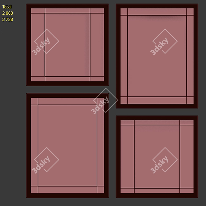 Modern Classic Frame Set with Abstract Images - 4 Frames, 5 Material Options 3D model image 7