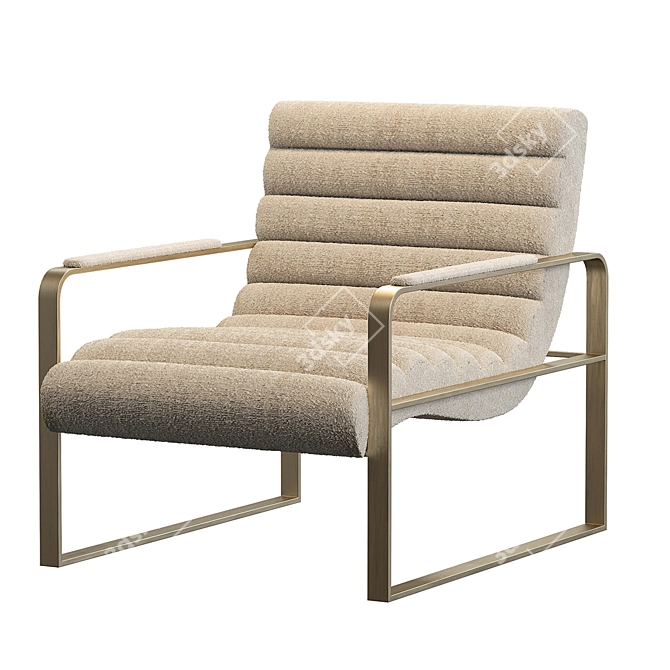 Elegant Bouclé Cream Armchair 3D model image 2