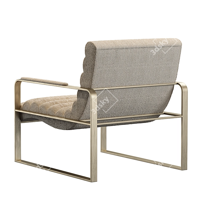 Elegant Bouclé Cream Armchair 3D model image 3