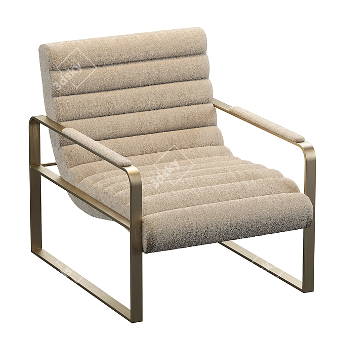 Elegant Bouclé Cream Armchair 3D model image 4