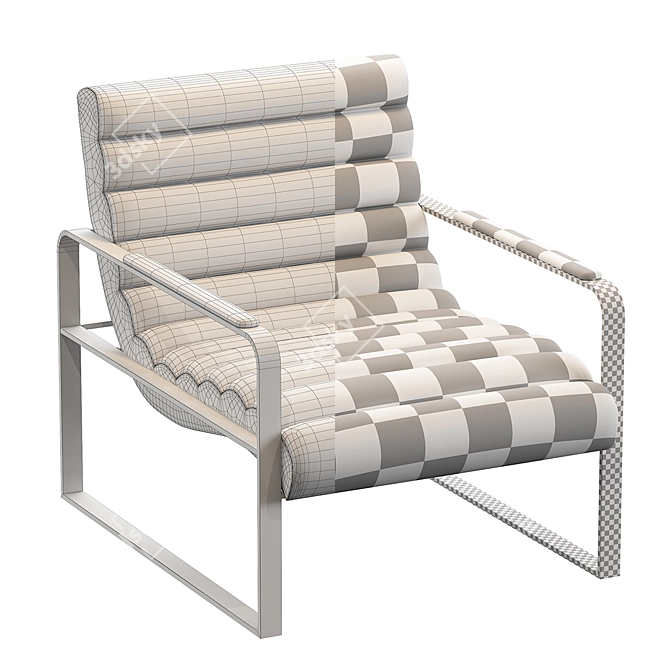 Elegant Bouclé Cream Armchair 3D model image 5