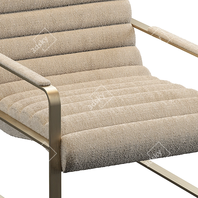 Elegant Bouclé Cream Armchair 3D model image 6