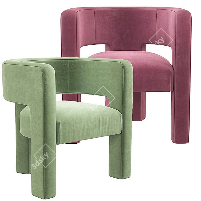 Sculpt Velvet Chair: Pink, Red, Gray, Pistachio | Crate and Barrel 3D model image 3