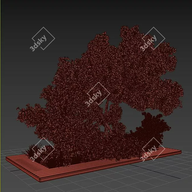 Grass & Tree Garden Set 3D model image 4