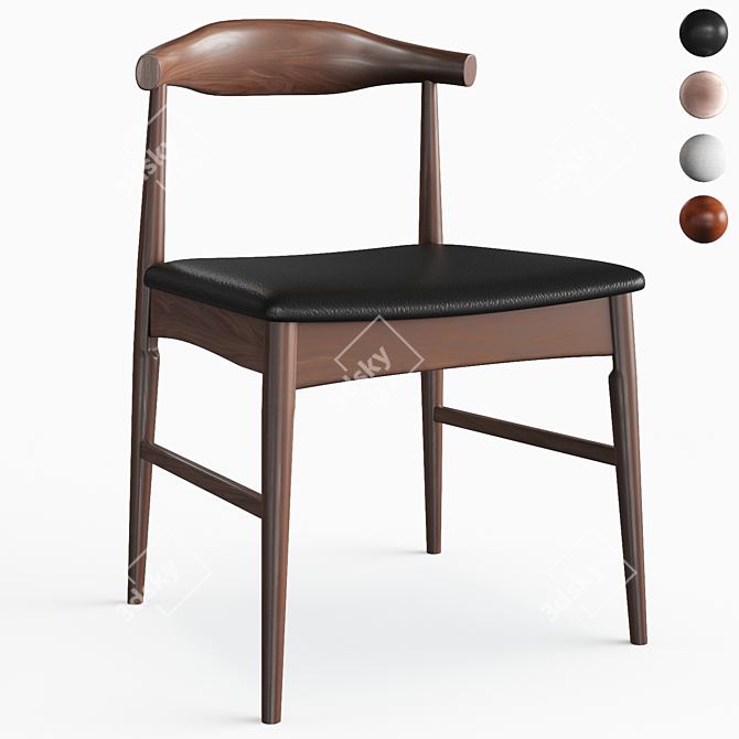 Sleek Black Side Chair 3D model image 1