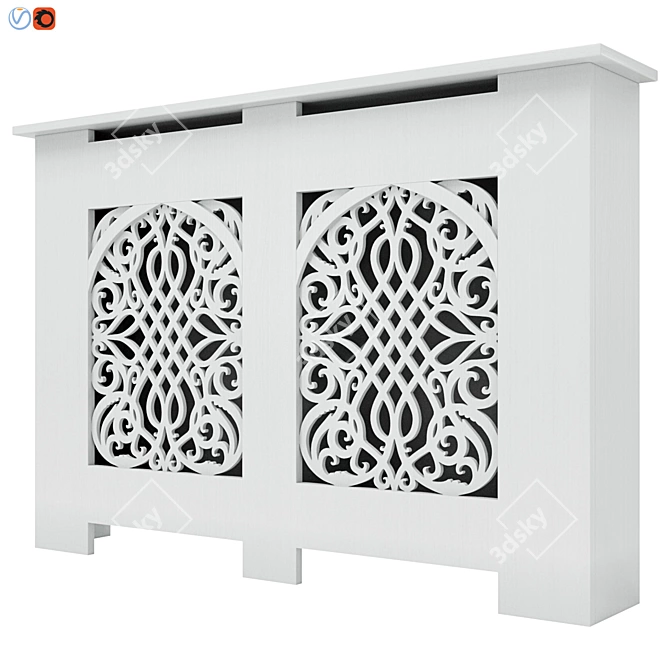 Elegant Carved Radiator Cover 3D model image 1