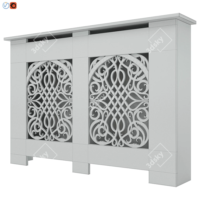 Elegant Carved Radiator Cover 3D model image 3