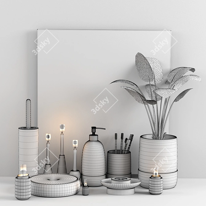 Sleek Bathroom Essentials Set 3D model image 1