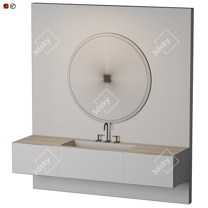 Elegant Black Marble Bath 3D model image 2