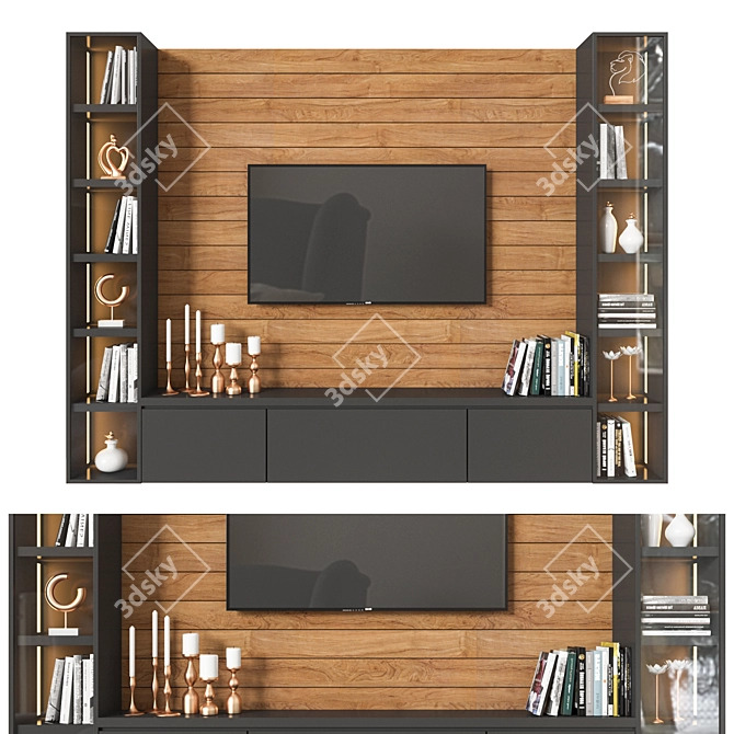 Modern TV Wall Unit 02 3D model image 1