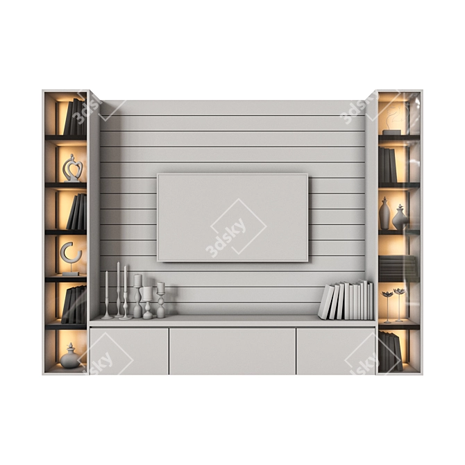 Modern TV Wall Unit 02 3D model image 2