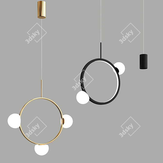 Glowing Circle Pendant Light 3D model image 1