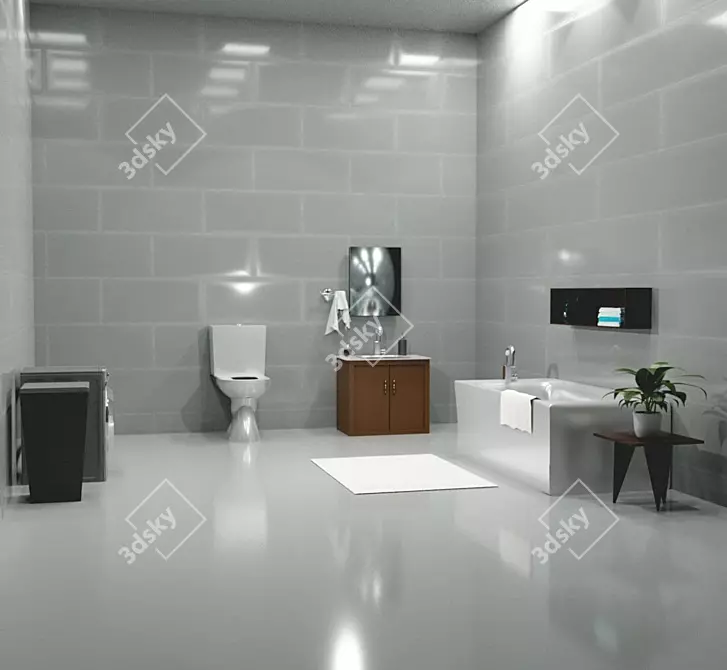 Sleek Bathroom Design: Modern & Stylish 3D model image 1