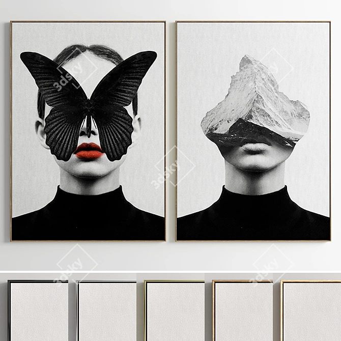 Modern Frame Art: Set of 2 Paintings 3D model image 1