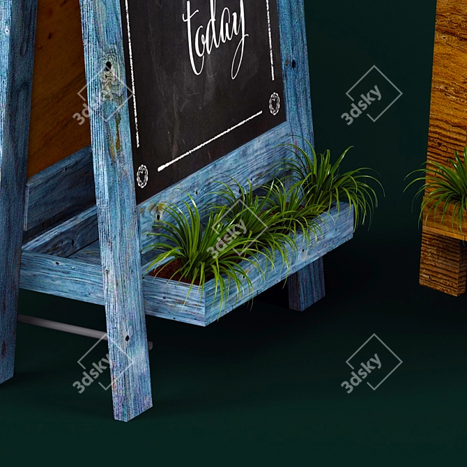 Restaurant Chalkboard Set with Plants 3D model image 2