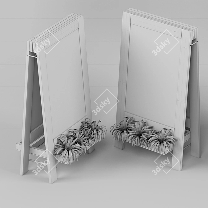 Restaurant Chalkboard Set with Plants 3D model image 5