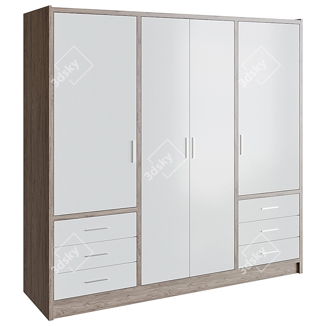 Modern Shoaf 4 Door Wardrobe 3D model image 1