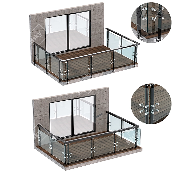 Versatile Balcony and Balustrade: Perfect for Balconies and Terraces 3D model image 1