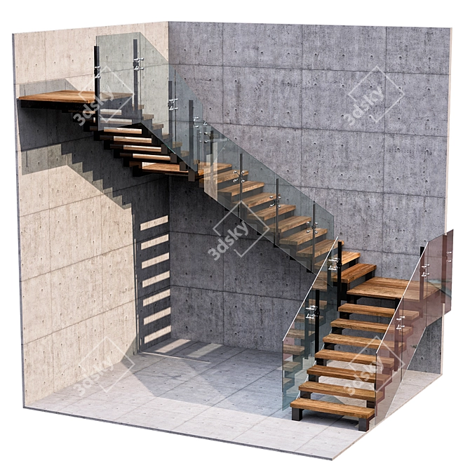 Contemporary Staircase Design 3D model image 1