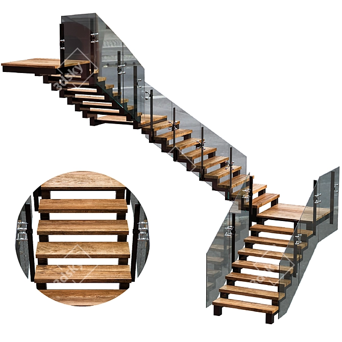 Contemporary Staircase Design 3D model image 2