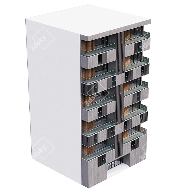 Elegant Residential Building with Detailed Facade 3D model image 3