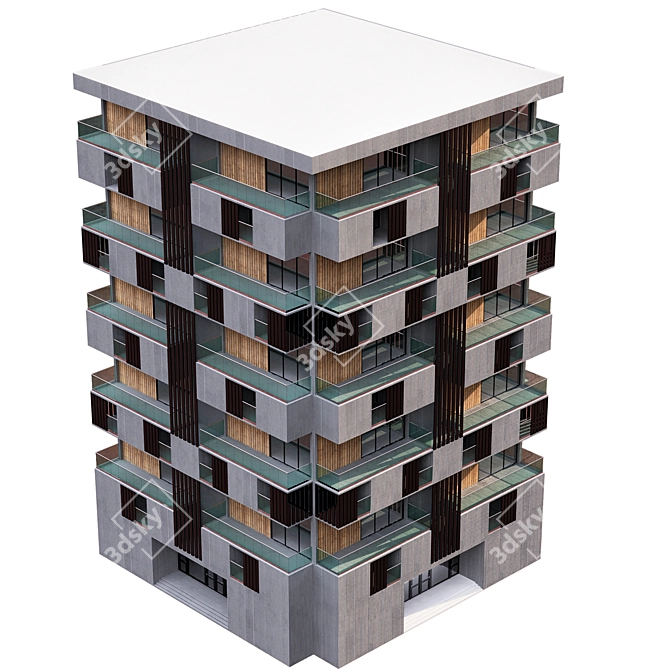 Parametric Design Residential Building 3D model image 4