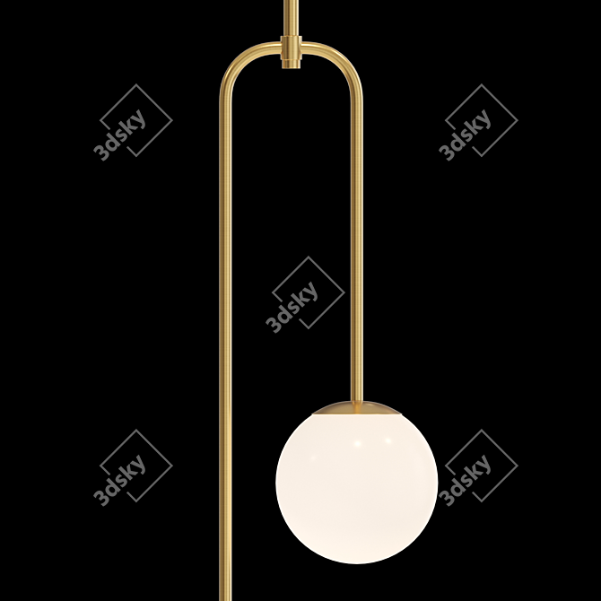 Modern U-Shaped Lamp with Glass Globes 3D model image 3