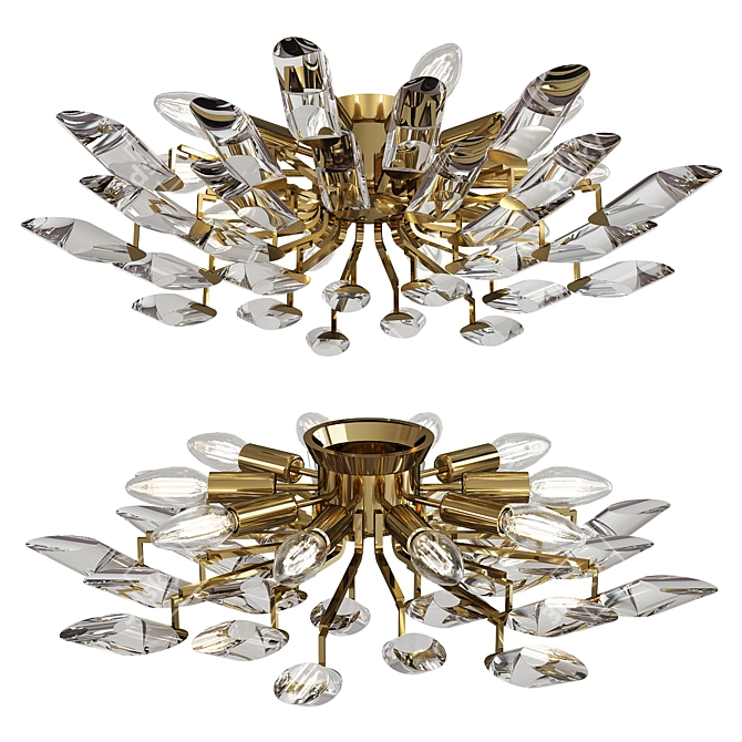 Austrian Palwa Sunburst Gilt Flush Mount 3D model image 1