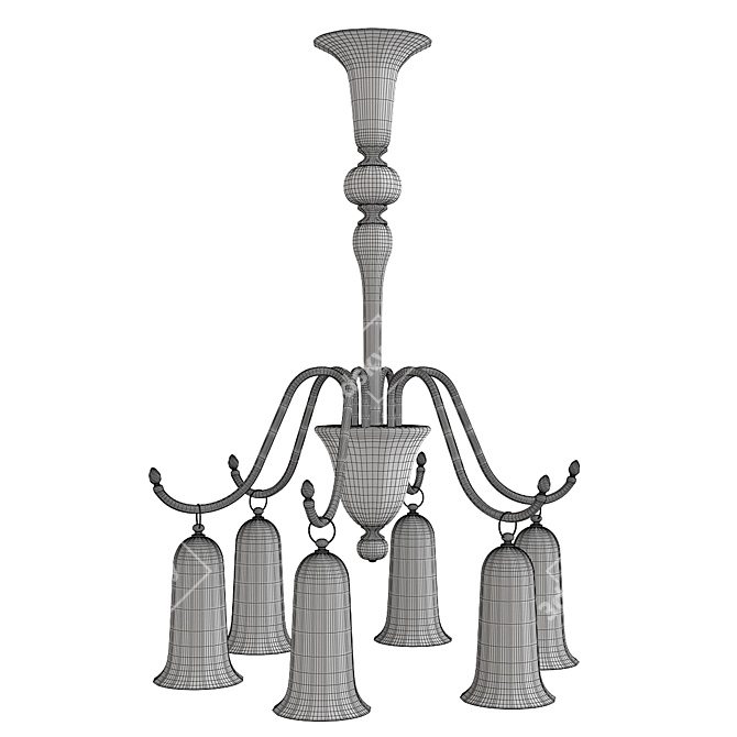 Vintage Venini Murano Glass Chandelier 3D model image 2