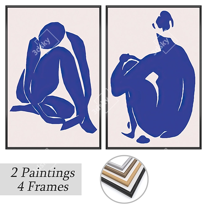 Elegant Set of Wall Paintings 3D model image 1