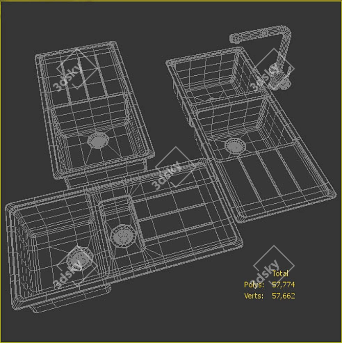 Modern Kitchen Sink Collection 3D model image 2