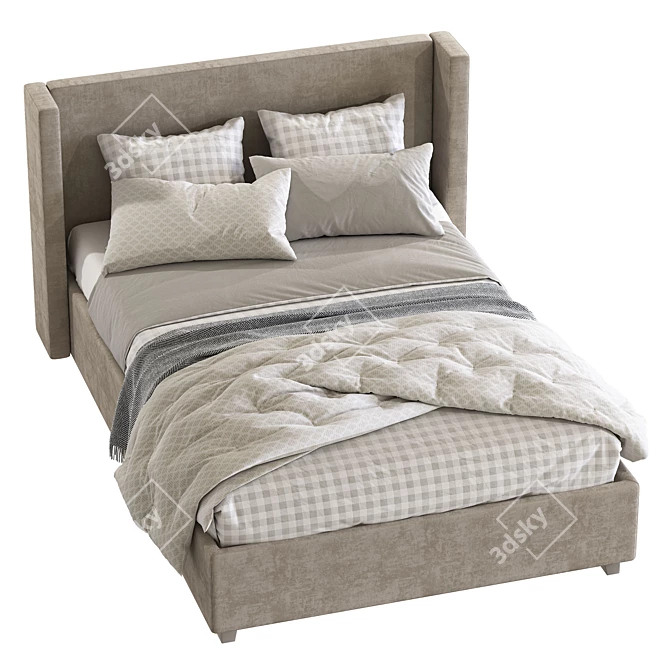 Elliot Shelter Upholstered Bed 3D model image 2