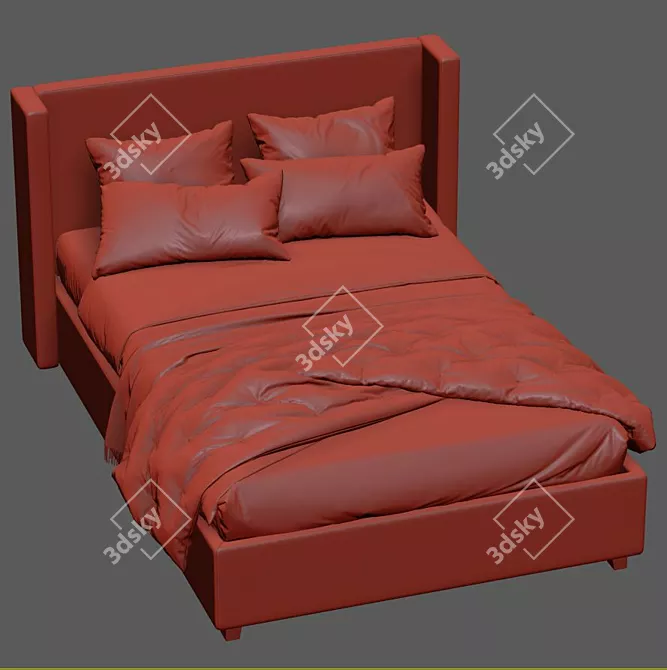 Elliot Shelter Upholstered Bed 3D model image 7