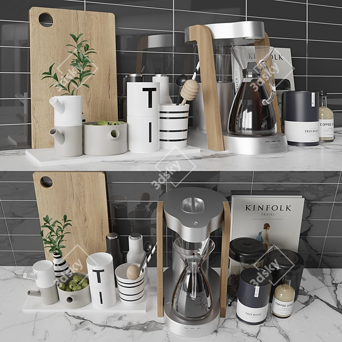 Kitchen Essentials Set: Utensils, Storage, and Coffee 3D model image 2