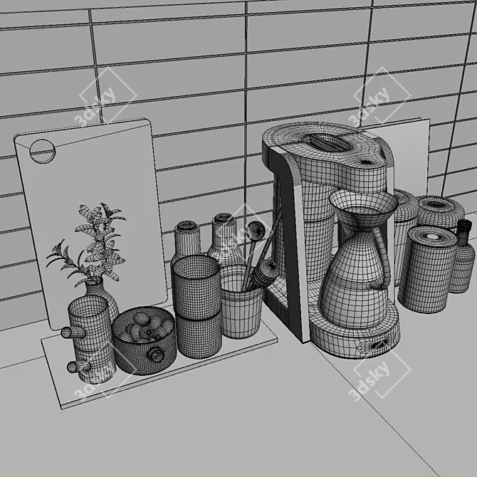 Kitchen Essentials Set: Utensils, Storage, and Coffee 3D model image 3