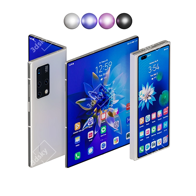 Ultimate Foldable Innovation: HUAWEI MateX2 3D model image 1