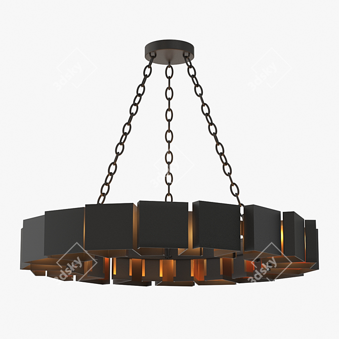 Elegant Mattone Round Chandelier 3D model image 1