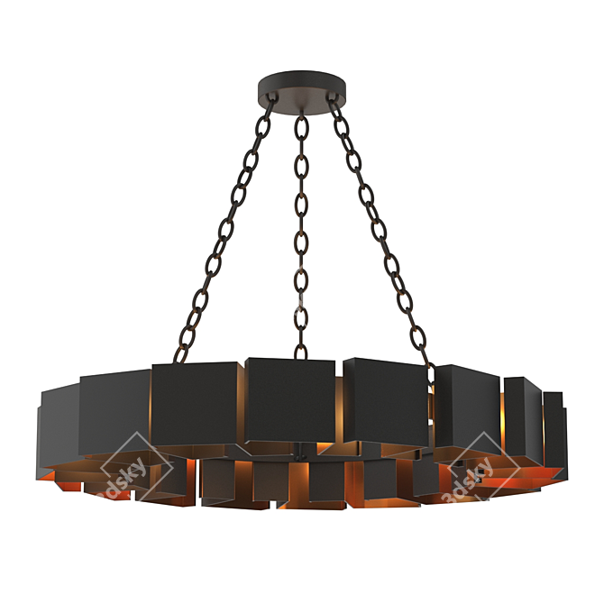 Elegant Mattone Round Chandelier 3D model image 3