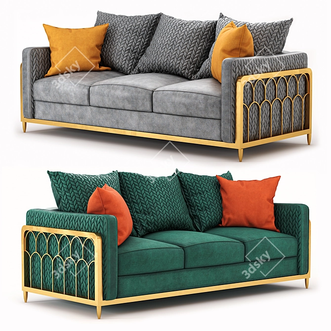 Golden Paradise Plush Sofa 3D model image 1