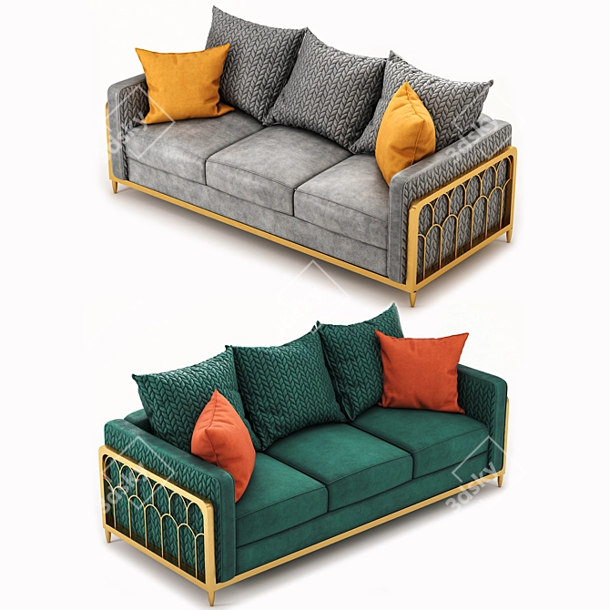 Golden Paradise Plush Sofa 3D model image 2