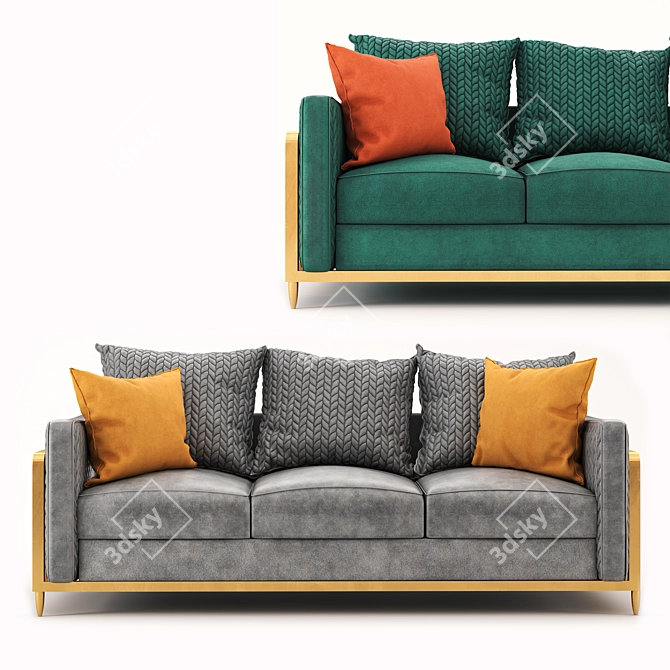 Golden Paradise Plush Sofa 3D model image 3