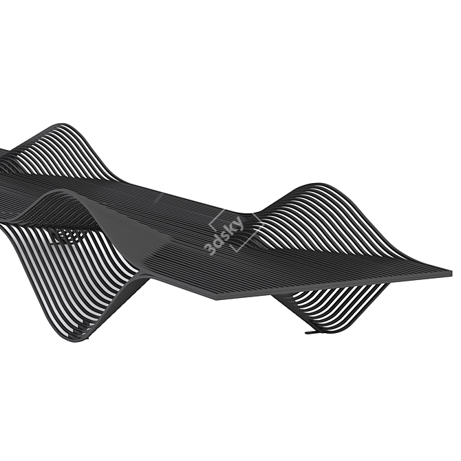 Sleek Seating Bench 3D model image 4