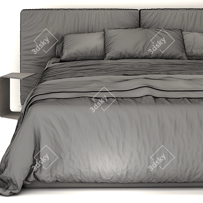 DITRE Flann Black Bed - Sleek and Stylish 3D model image 4