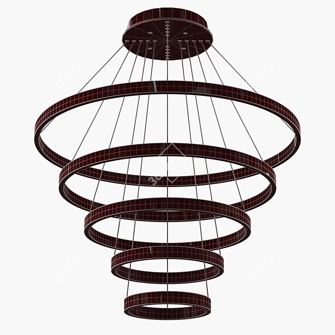 Sleek Aluminum LED Chandelier 3D model image 2