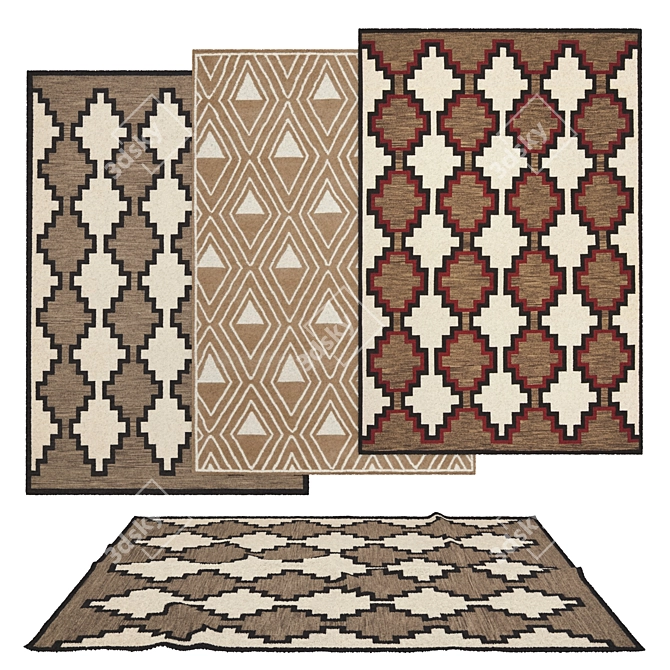 Versatile Set of 6 Rugs 3D model image 1