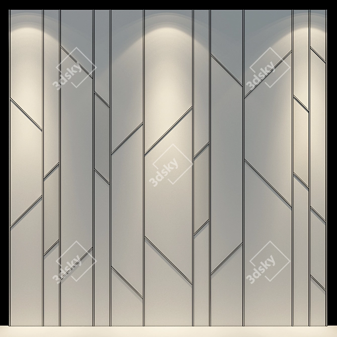 Elegant Wood Wall Panel 3D model image 2